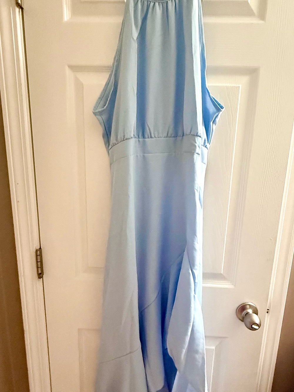 Light Blue Halter Ruffle High-Low Dress - Picture 3 of 4